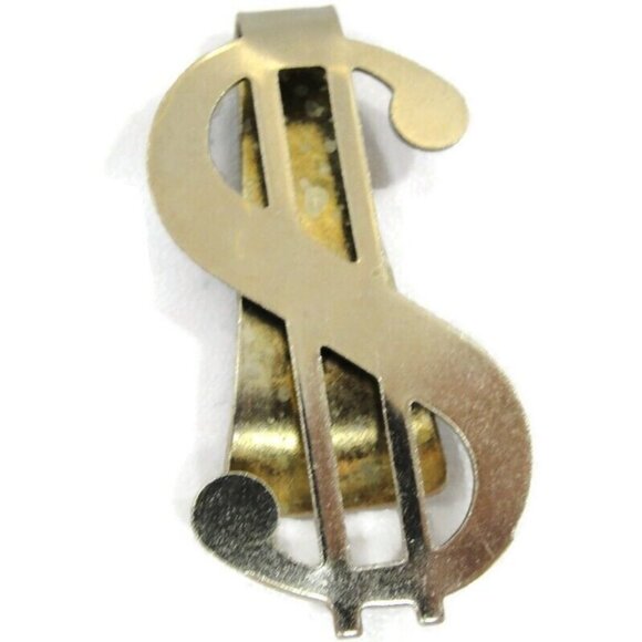 Vintage Dollar Sign Money Clip Silver Tone Men Wallet ID Credit Card Holder - Picture 2 of 6